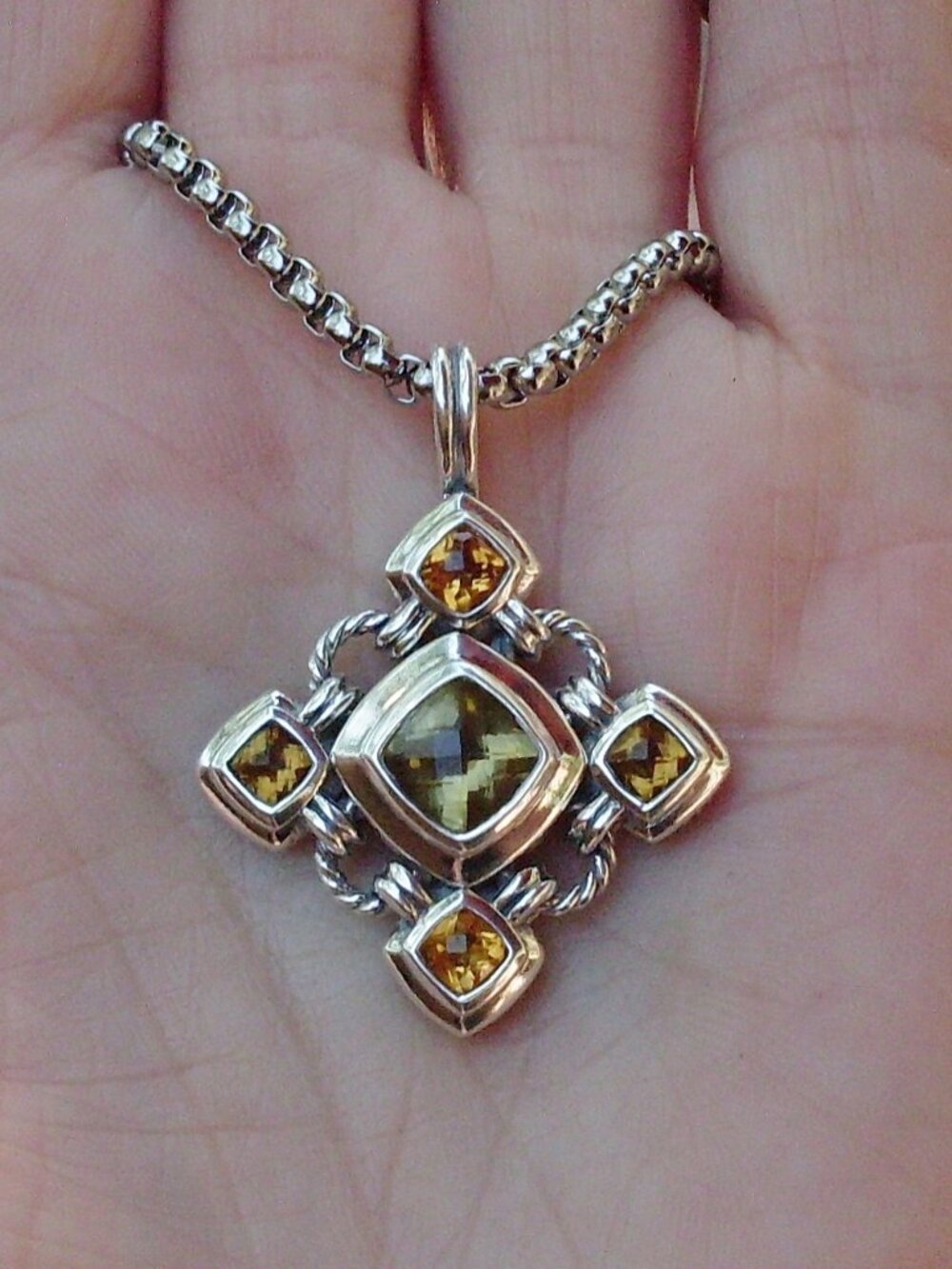 Retired David Yurman Citrine Renaissance Pendant w/Chain - Gift Boxed